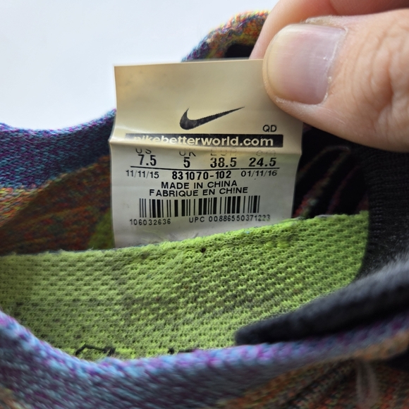 Nike Free RN Flyknit Shoes Women's 7.5 Multicolor Running Athletic Gym Rainbow - Picture 8 of 8